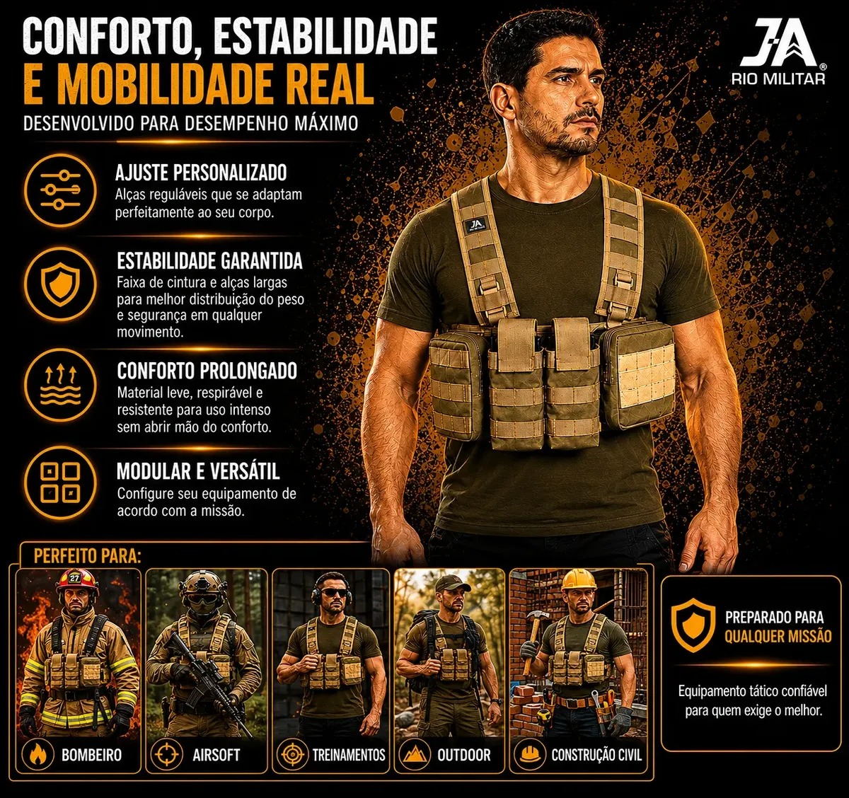 Chest Rig colete tático modular com 4 bolsos - miniatura 4
