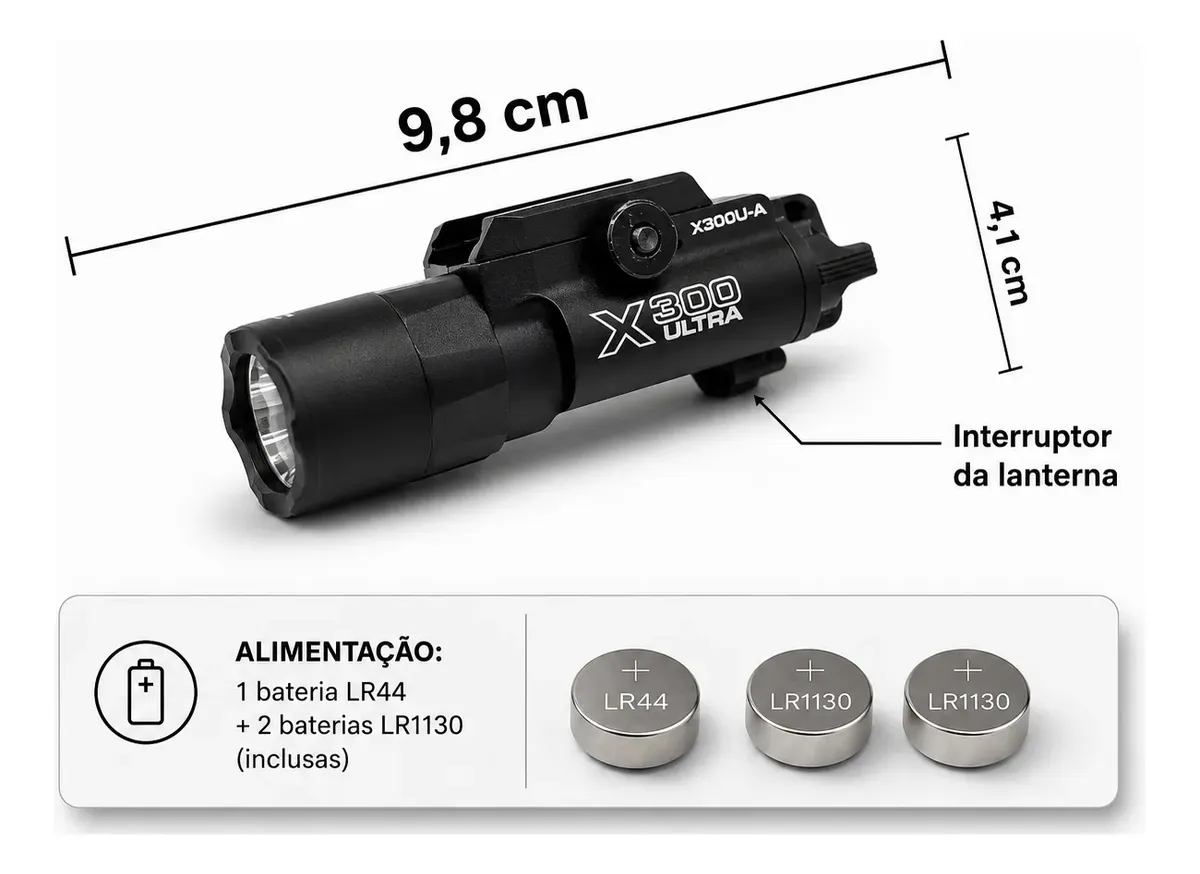 Lanterna Airsoft X300 Polímero - miniatura 5
